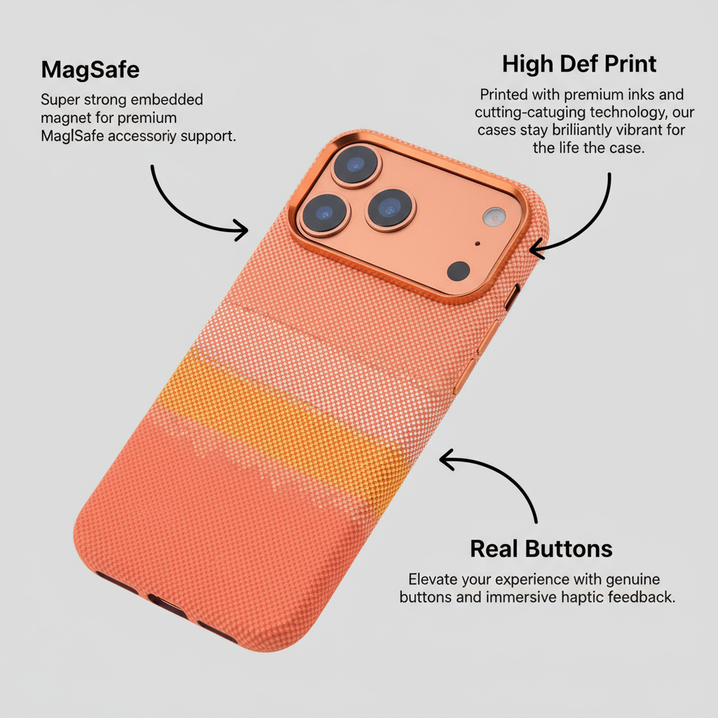 Peach Sunrise Pixel Phone Case